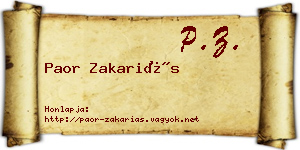 Paor Zakariás névjegykártya